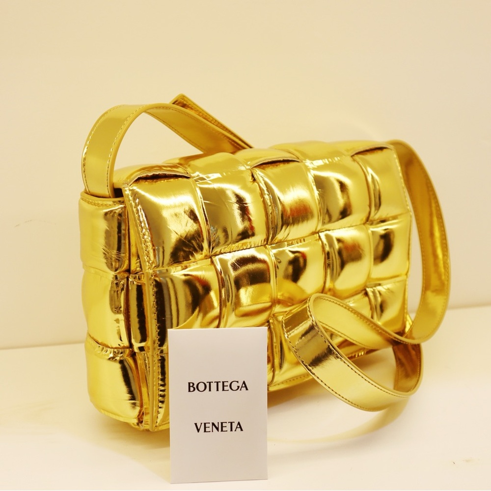 Bottega Veneta Padded Cassette bag in metallic gold lambskin leather